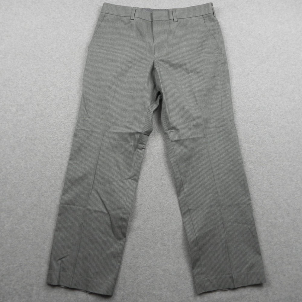 Express Pants Mens 31x28 Producer Straight Leg Dress Suit Flat Front Gray Stripe